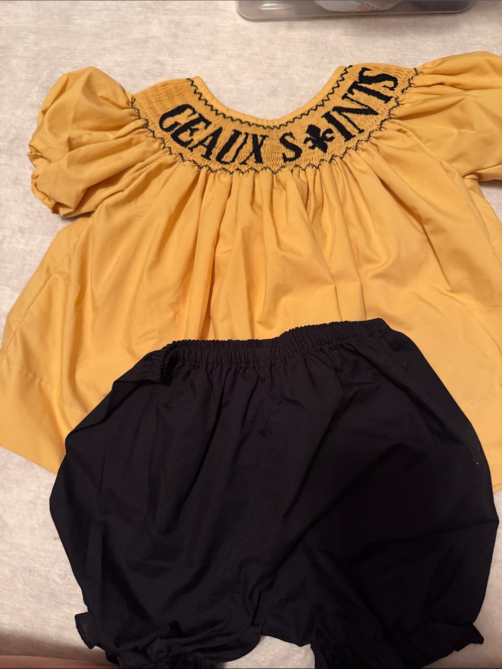 Nola Mustard Yellow Smocked Top with Black Bloomers Set